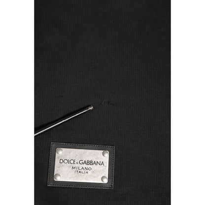 Dolce & Gabbana Black Logo Full Zip Hooded Men Sweatshirt Sweater with logo plaque and minor repaired rip detail