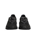 Dolce & Gabbana Black Logo Lace Low Top NS1 Sneaker Shoes, front view, showcasing lace-up design and signature detailing.