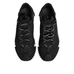 Dolce & Gabbana Black Logo Lace Low Top NS1 Sneaker Shoes with lace-up design and signature detailing.