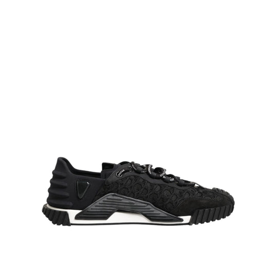 Dolce & Gabbana Black Logo Lace Low Top NS1 Sneaker Shoes with lace-up design and modern comfort.