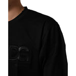 Dolce & Gabbana Black Logo Patch Cotton Men Crew Neck T-shirt with logo detail.