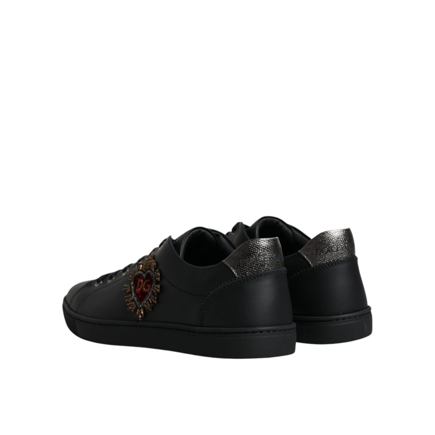 Dolce & Gabbana Black London Sacred Heart Men Sneakers Shoes