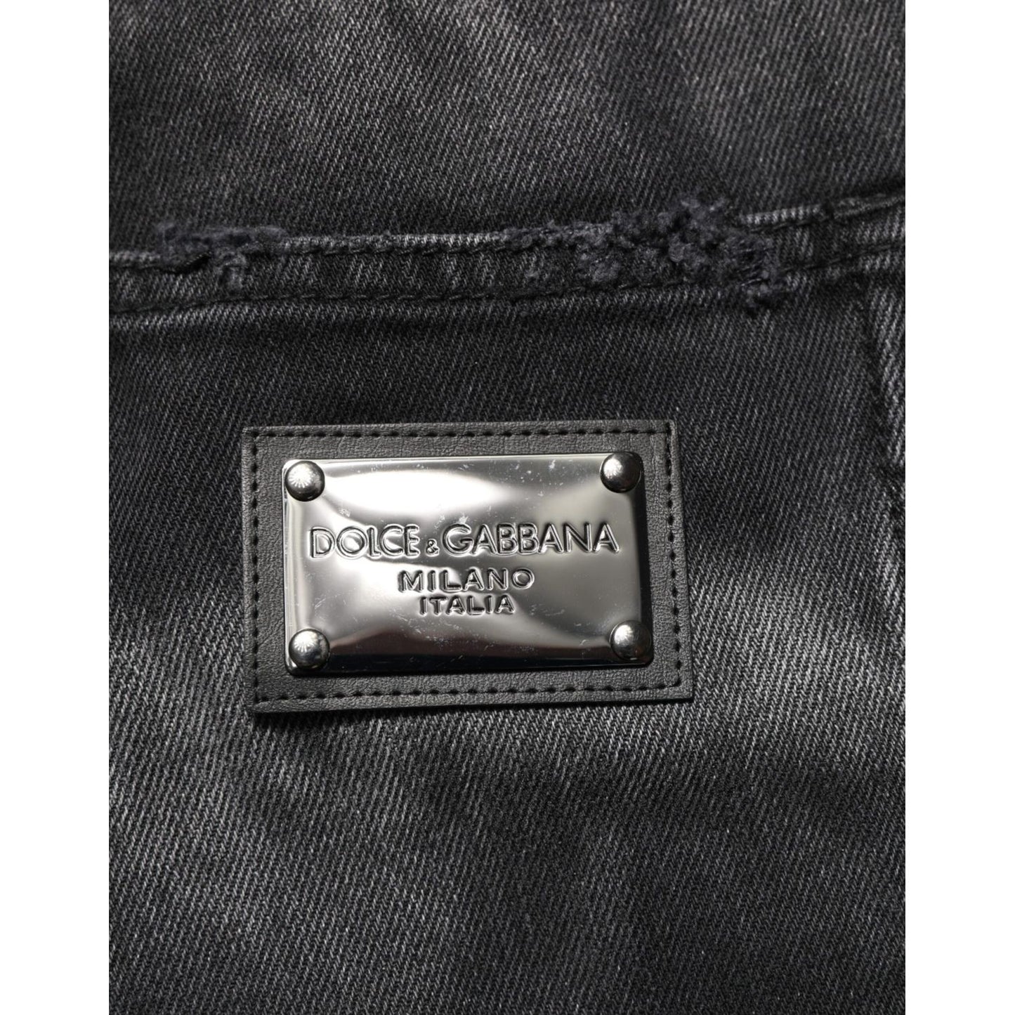 Dolce & Gabbana Black Marbled Effect Straight Men Denim Jeans