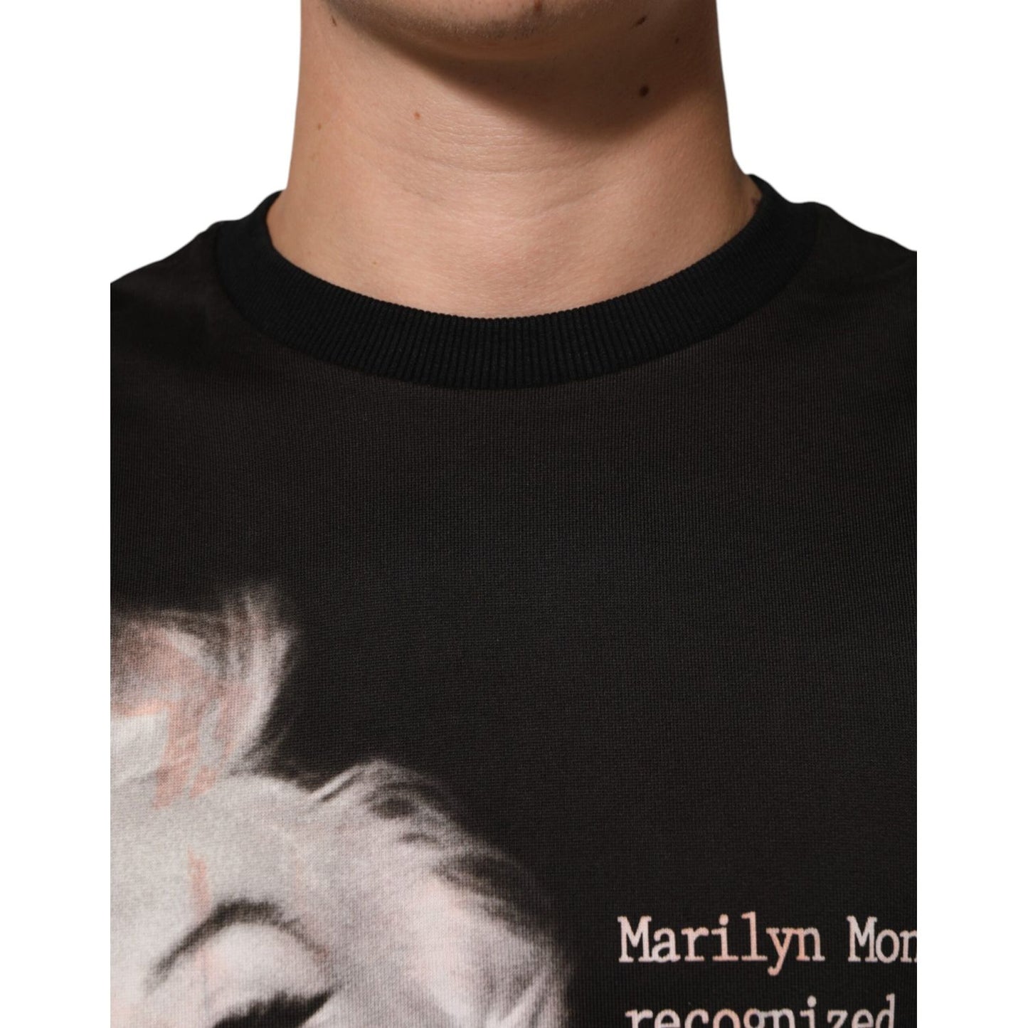 Dolce & Gabbana Black Marilyn Monroe Cotton Crew Neck T-shirt featuring classic design and iconic print for timeless Hollywood glamour.