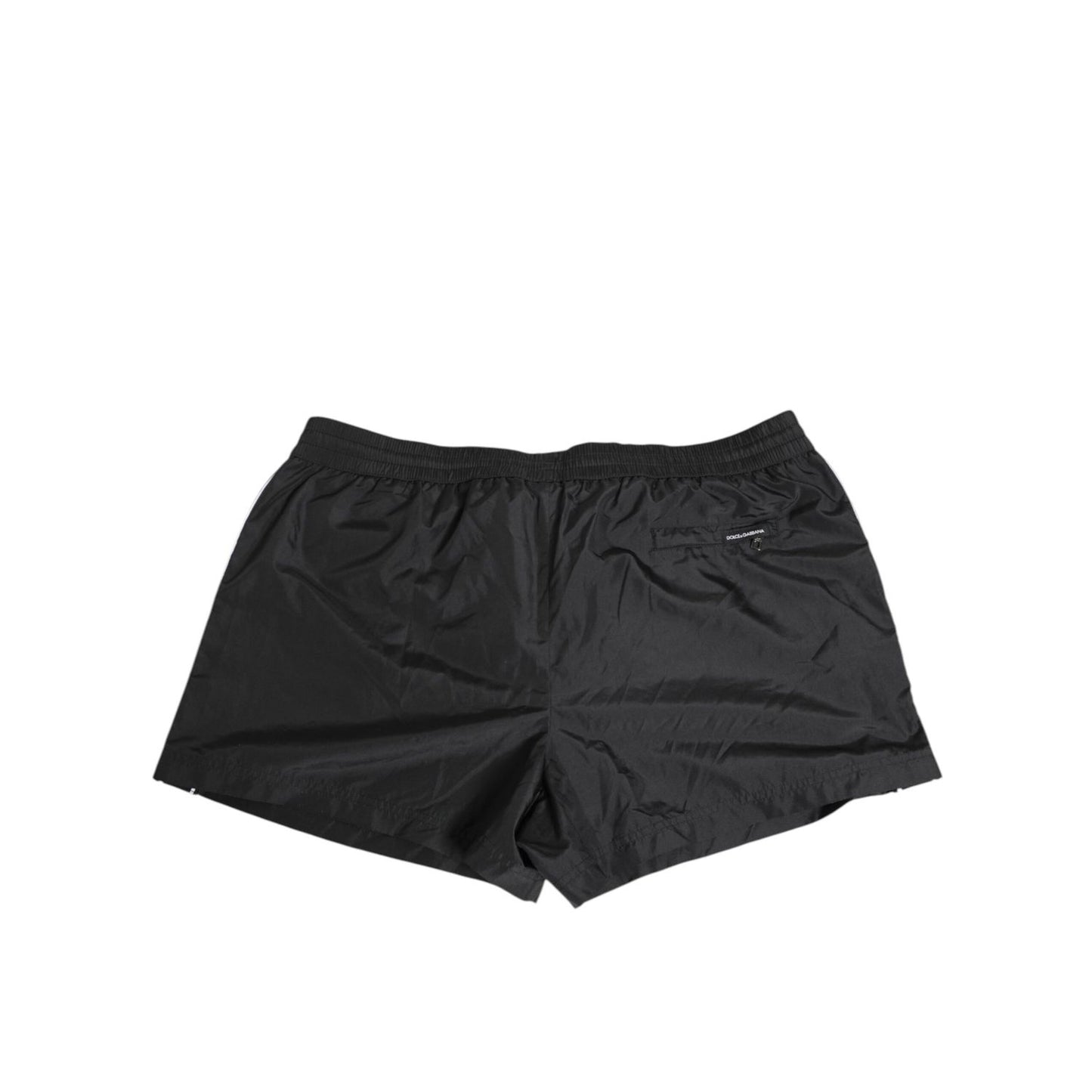 Dolce & Gabbana Black Nylon KING Sideband Men Boxer Shorts Swimwear with elastic waistband and drawstring.