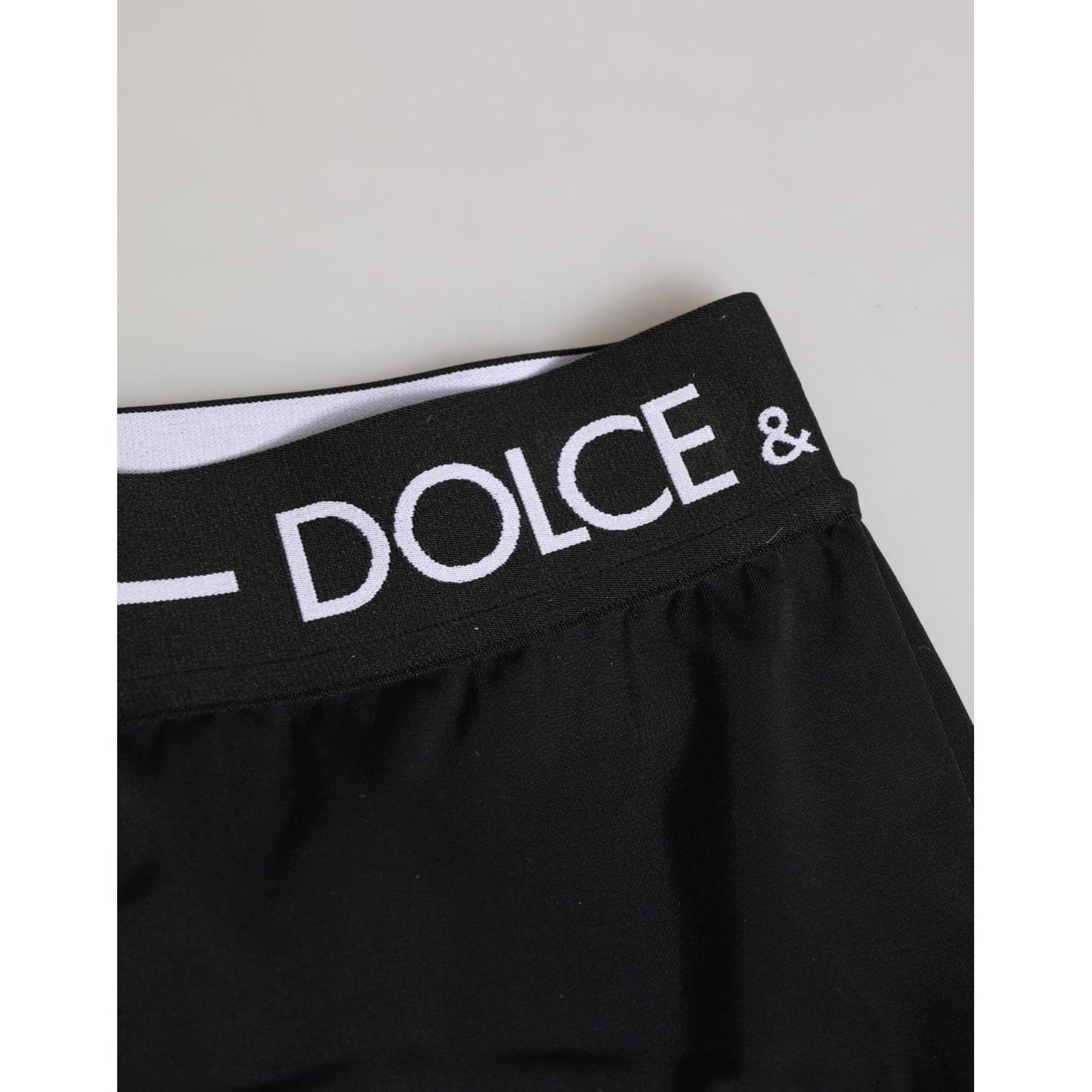 Dolce & Gabbana Black Nylon Logo Waistband Shorts Underwear