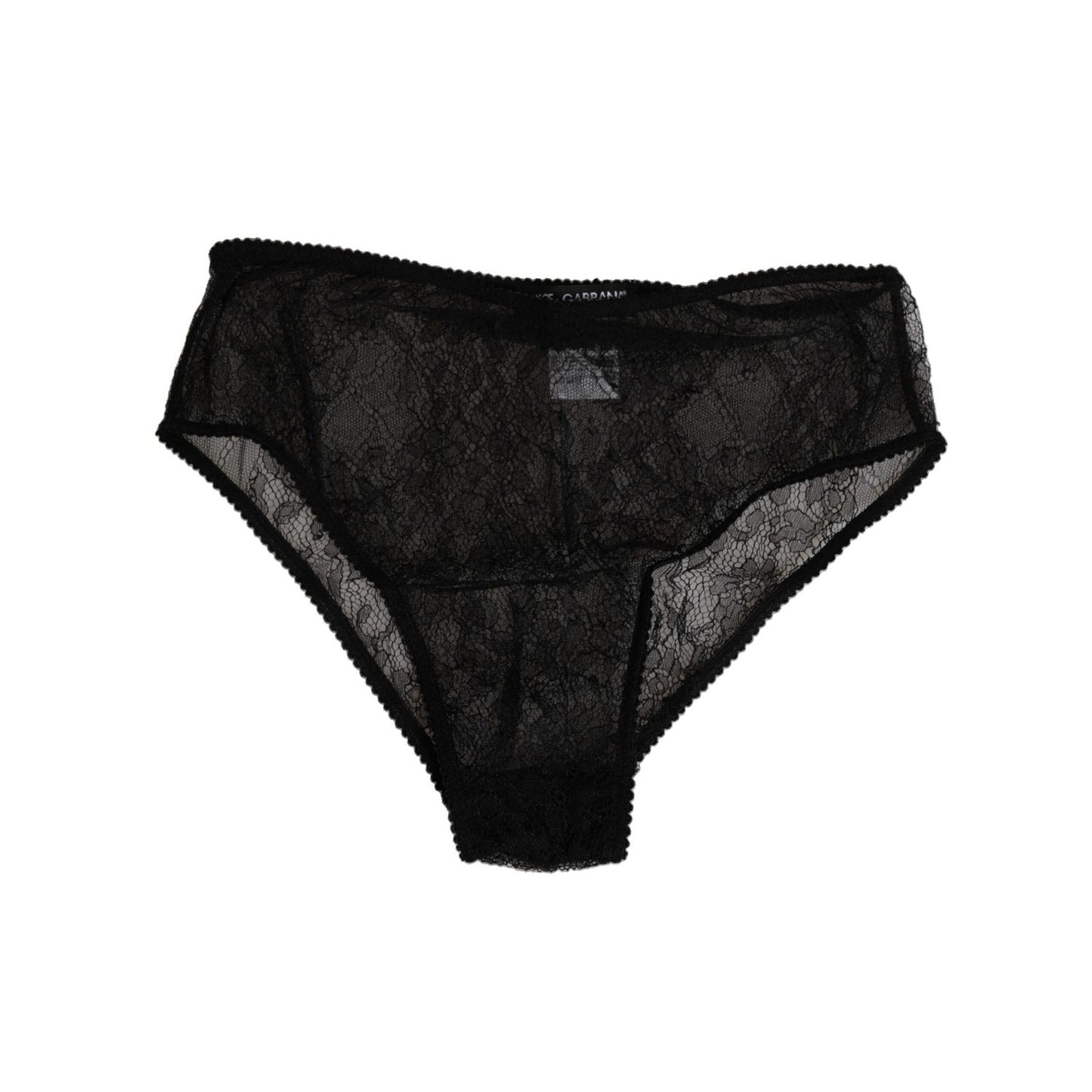 Dolce & Gabbana Black Nylon Stretch High Waist Panty Underwear, elegant lace design