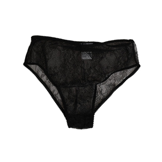 Dolce & Gabbana Black Nylon Stretch High Waist Panty Underwear, elegant high-waist design, soft stretch nylon, Italian made