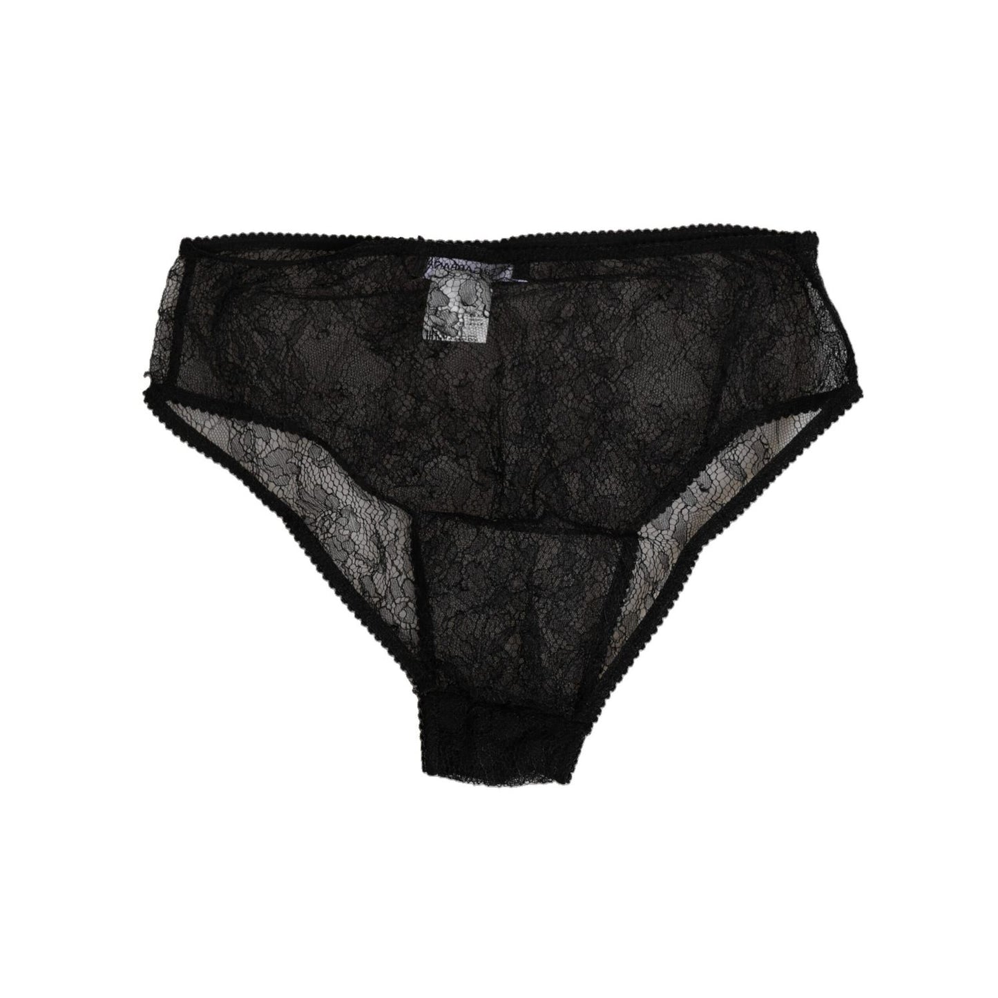 Dolce & Gabbana Black Nylon Stretch High Waist Panty Underwear, lace detail, elegant design, women's fashion, lingerie.