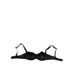 Dolce & Gabbana Black Nylon Underwired Balconette Bra Underwear with smooth silk, elegant support, and logo details, made in Italy.