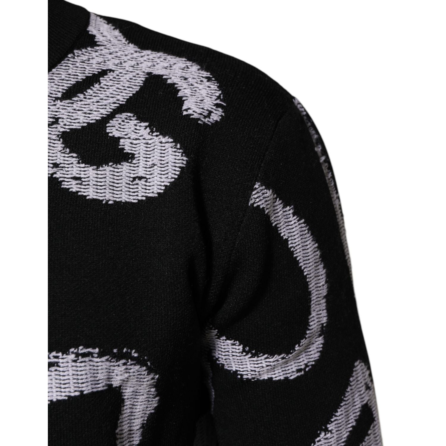 Dolce & Gabbana Black Nylon Wool Heart Print Pullover Sweater