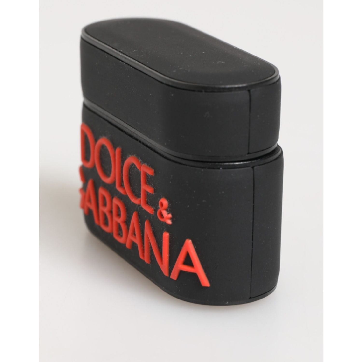 Dolce & Gabbana Black Orange Rubber Logo Embossed Accessory Airpods Case