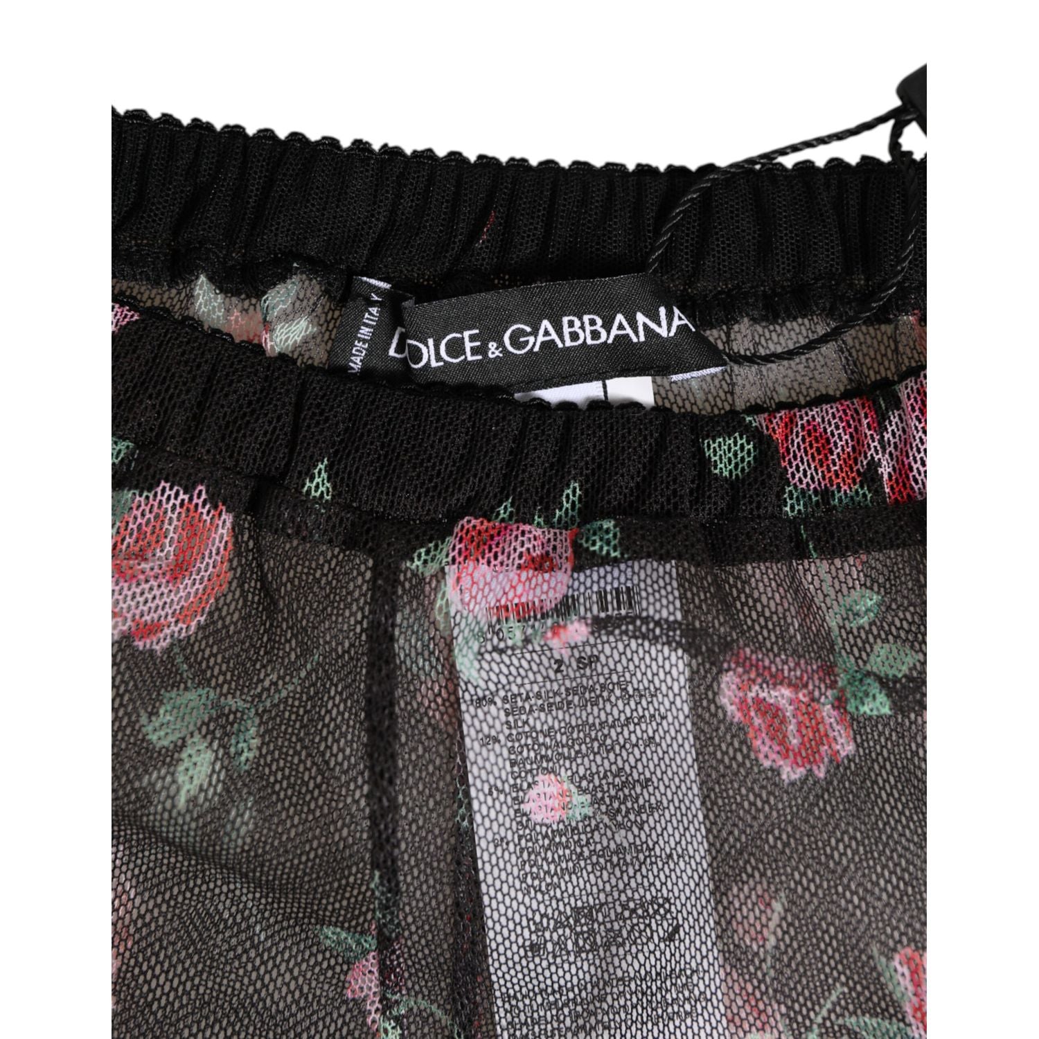 Dolce & Gabbana Black Pink Floral Lace Mesh Lingeri Underwear