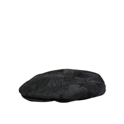 Dolce & Gabbana Black Polyester Newsboy Men Cloth Capello Hat with vintage-inspired style and short brim, showcasing Italian sophistication.