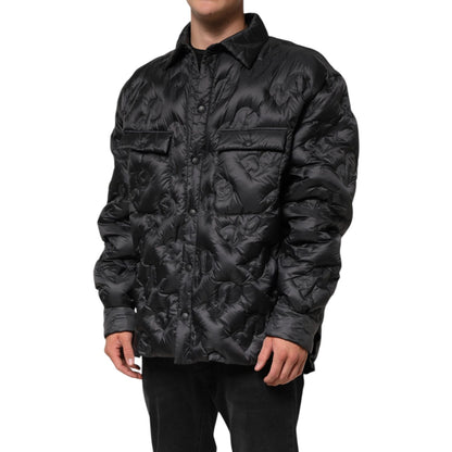 Dolce & Gabbana Black Quilted DG Logo Nylon Puffer Jacket