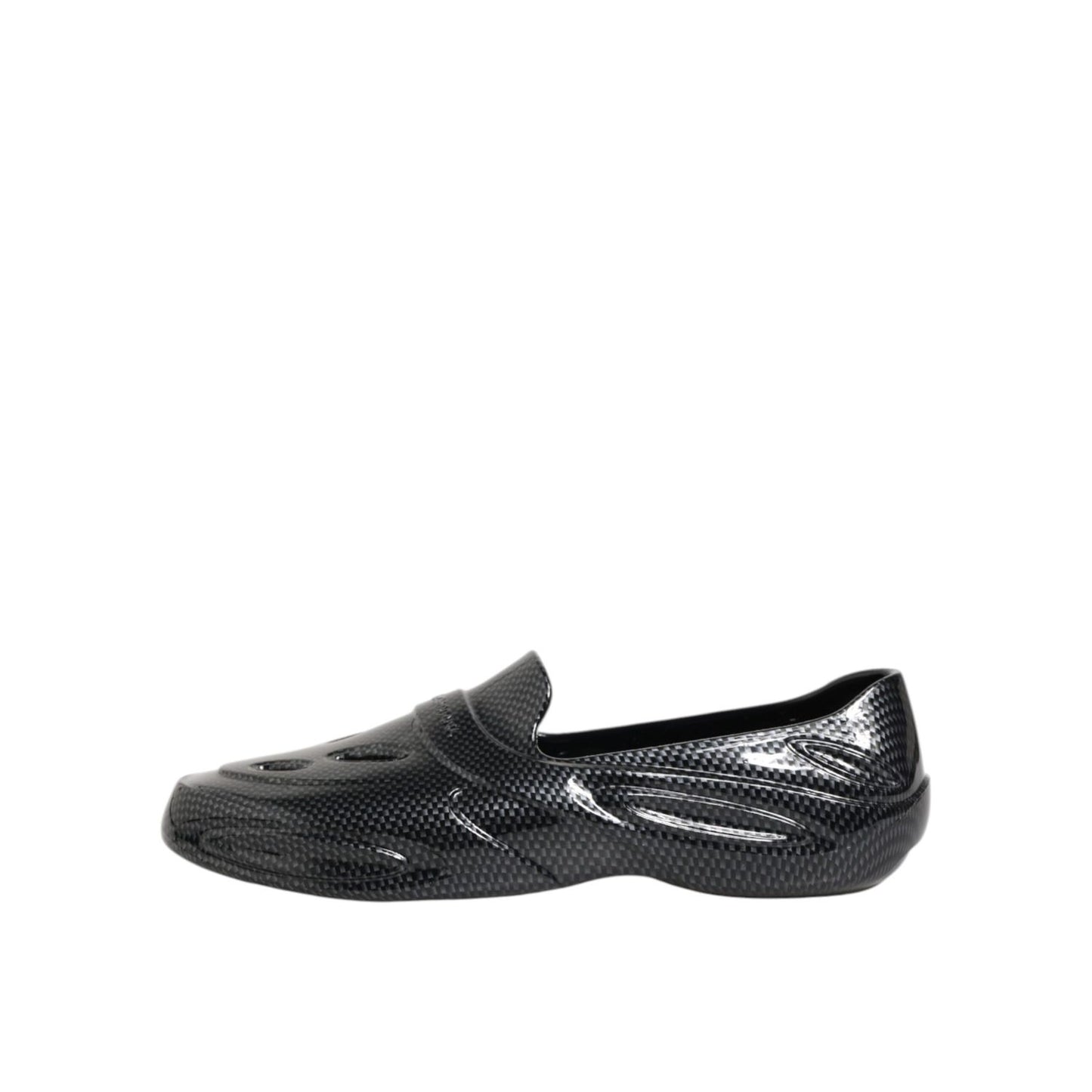 Dolce & Gabbana Black Rubber Slides Low Top Sneakers Shoes featuring sleek slip-on design and durable construction.