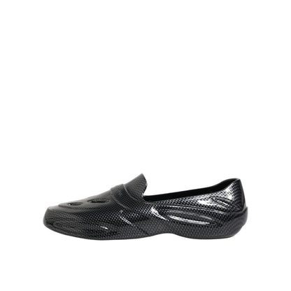Dolce & Gabbana Black Rubber Slides Low Top Sneakers Shoes featuring sleek slip-on design and durable construction.