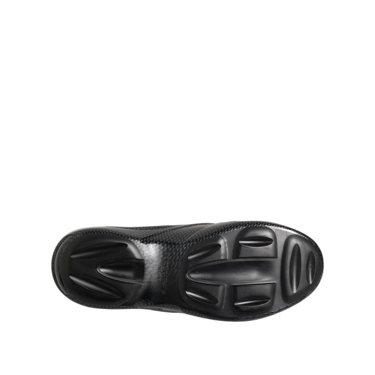 Sole view of Dolce & Gabbana Black Rubber Slides Low Top Sneakers Shoes showcasing tread pattern.