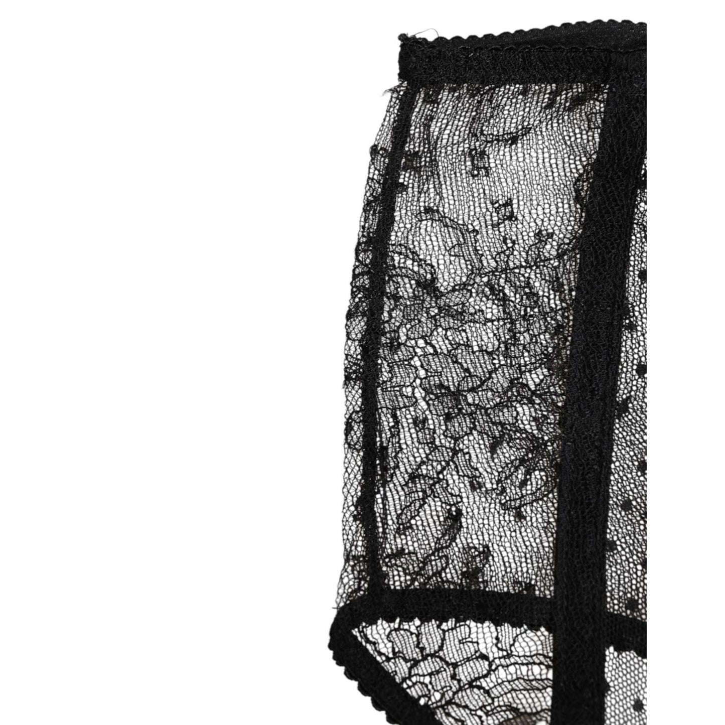 Dolce & Gabbana Black Sheer Polka Dot Lace High Waist Underwear