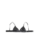 Dolce & Gabbana Black Silk Satin Triangle Soft Cup Underwear, elegant triangle bra with luxurious silk satin material, logo details.