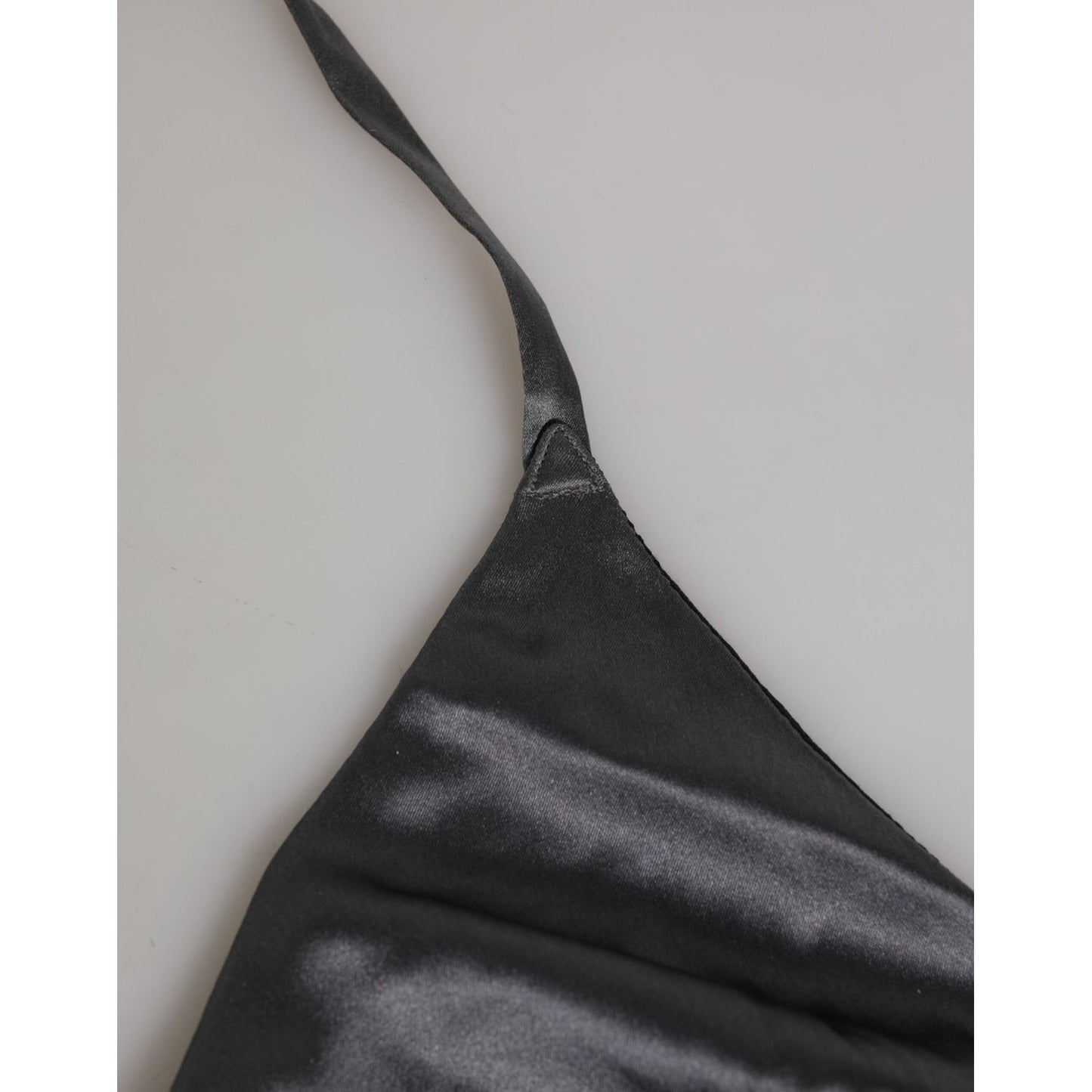 Close-up of Dolce & Gabbana Black Silk Satin Triangle Soft Cup Underwear showcasing the luxurious silk fabric detail.