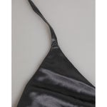 Close-up of Dolce & Gabbana Black Silk Satin Triangle Soft Cup Underwear showcasing the luxurious silk fabric detail.