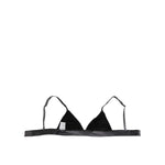 Dolce & Gabbana Black Silk Satin Triangle Soft Cup Underwear, elegant silk design with logo details, made in Italy.