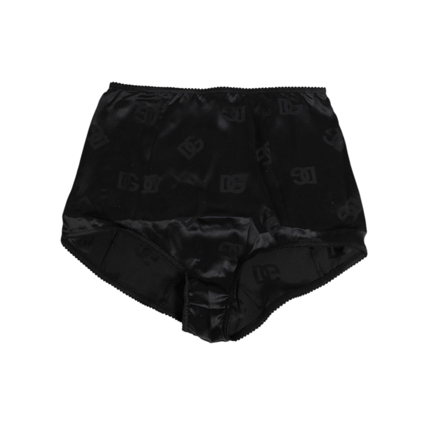 Dolce & Gabbana Black Silk Stretch High Waist Girdle Underwear with logo details, crafted from luxurious stretch silk for comfort and elegance.
