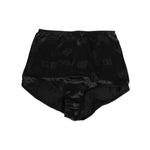 Dolce & Gabbana Black Silk Stretch High Waist Girdle Underwear with logo details, crafted from luxurious stretch silk for comfort and elegance.