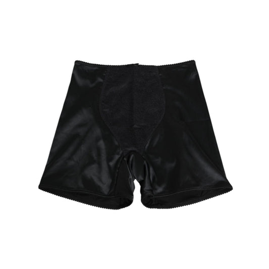 Dolce & Gabbana Black Silk Stretch Slip Cycling Women Underwear with logo details, made in Italy, luxurious and comfortable fit.