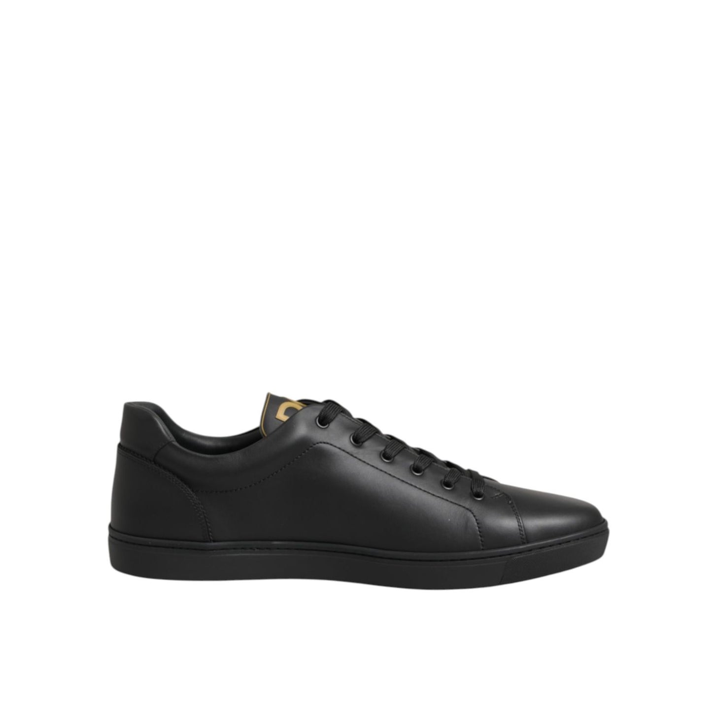 Dolce & Gabbana Black Street Life Low Top Men Sneakers Shoes, sleek black leather design with lace-up closure and cushioned sole.