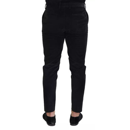 Dolce & Gabbana Black Stretch Cotton Slim Trousers Chino Pants