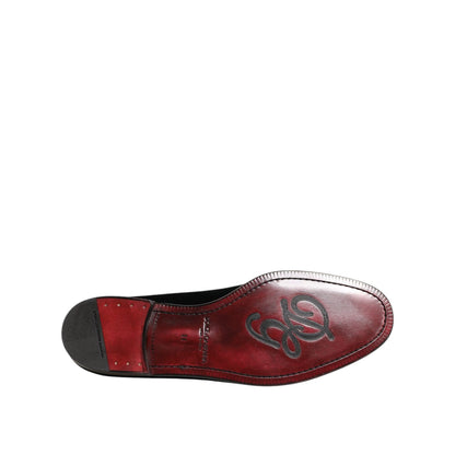 Dolce & Gabbana Black Velvet Slip On Loafers Men Formal Shoes