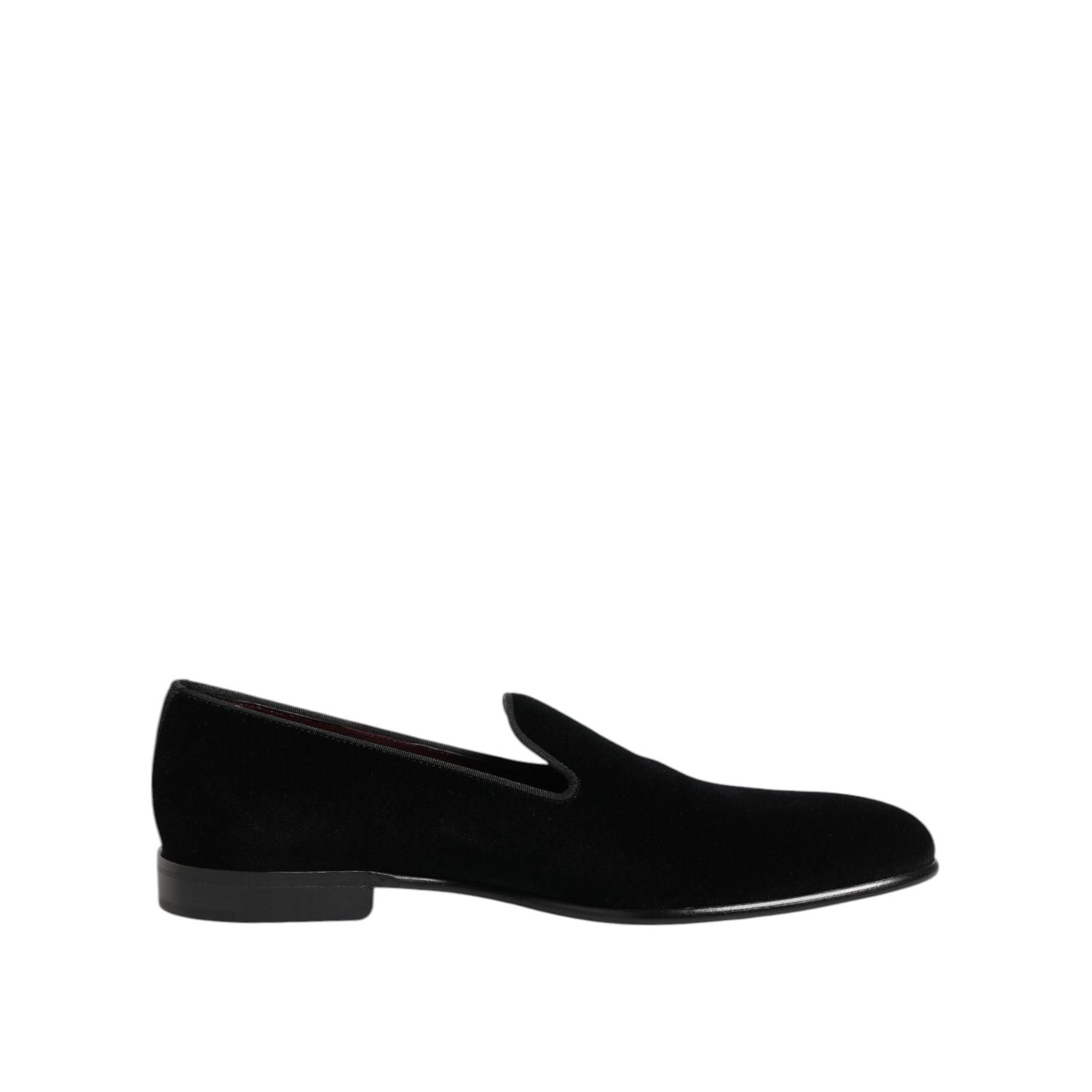 Dolce & Gabbana Black Velvet Slip On Men Loafers Formal Shoes