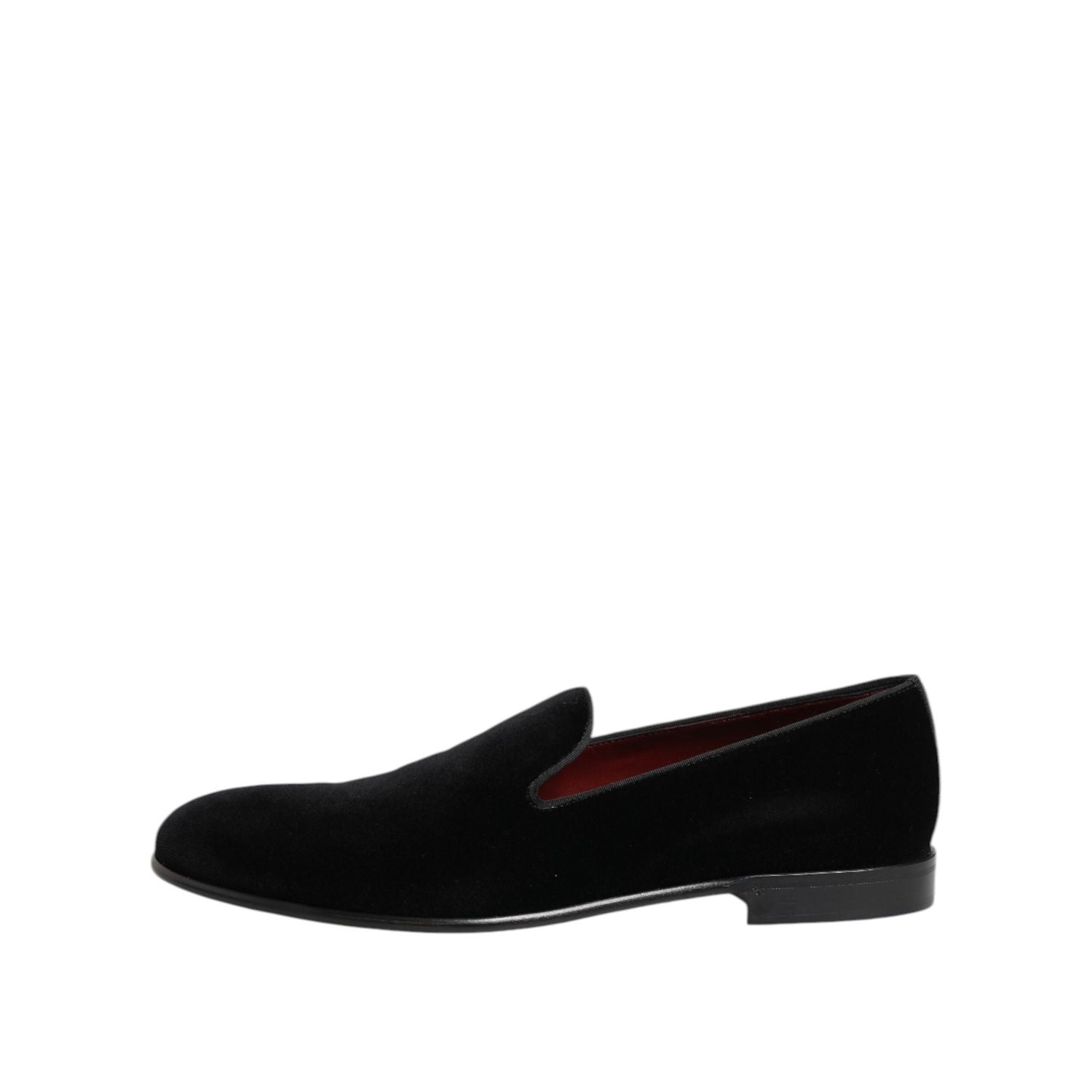 Dolce & Gabbana Black Velvet Slip On Men Loafers Formal Shoes