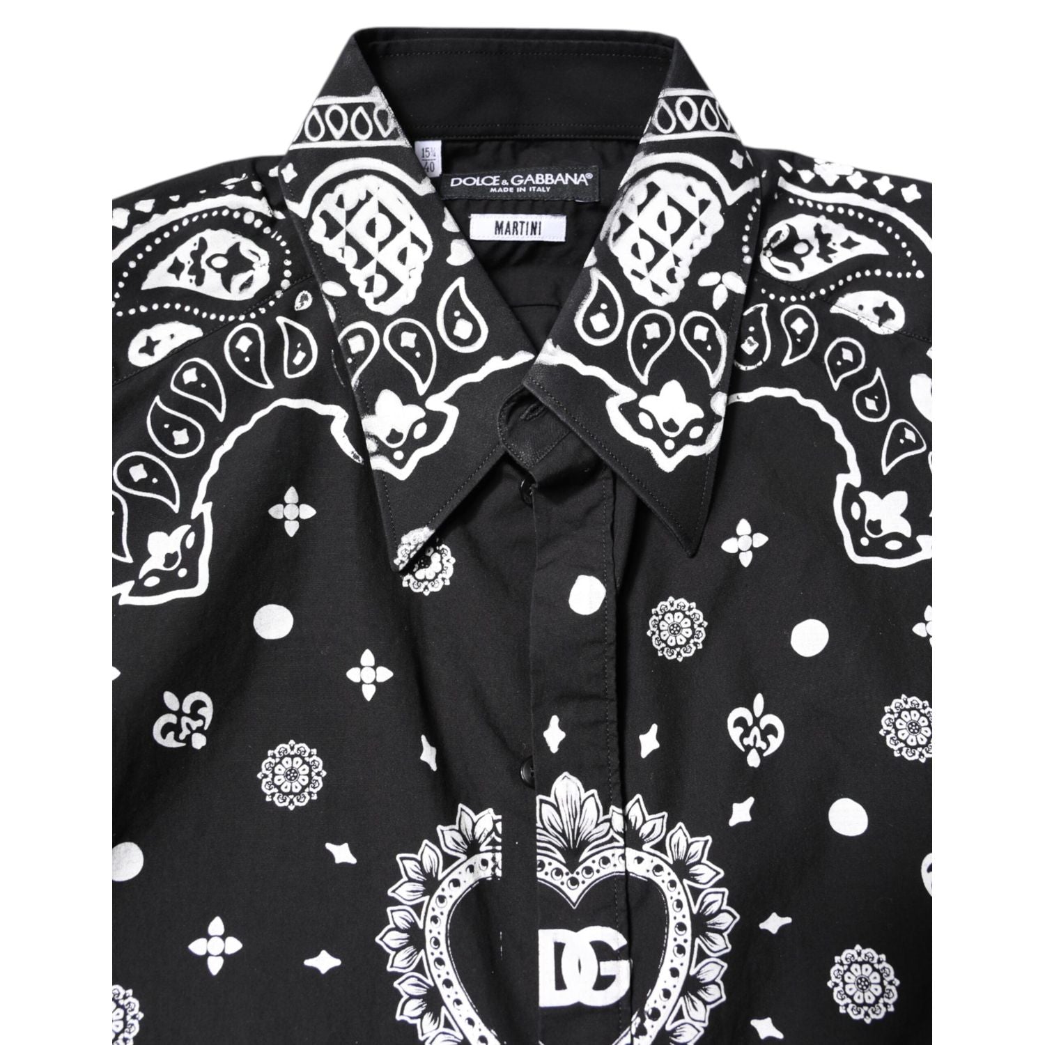 Dolce & Gabbana Black White Bandana MARTINI Casual Shirt