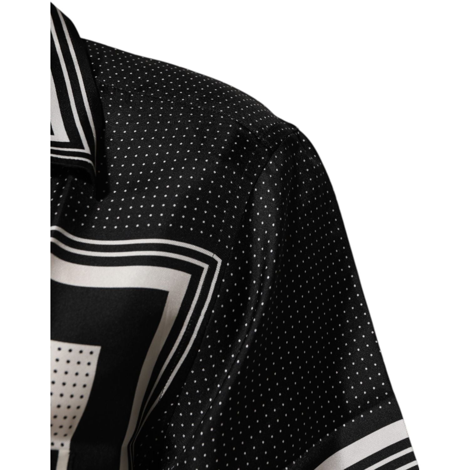Dolce & Gabbana Black White StripeDot Print Casual Polo Shirt