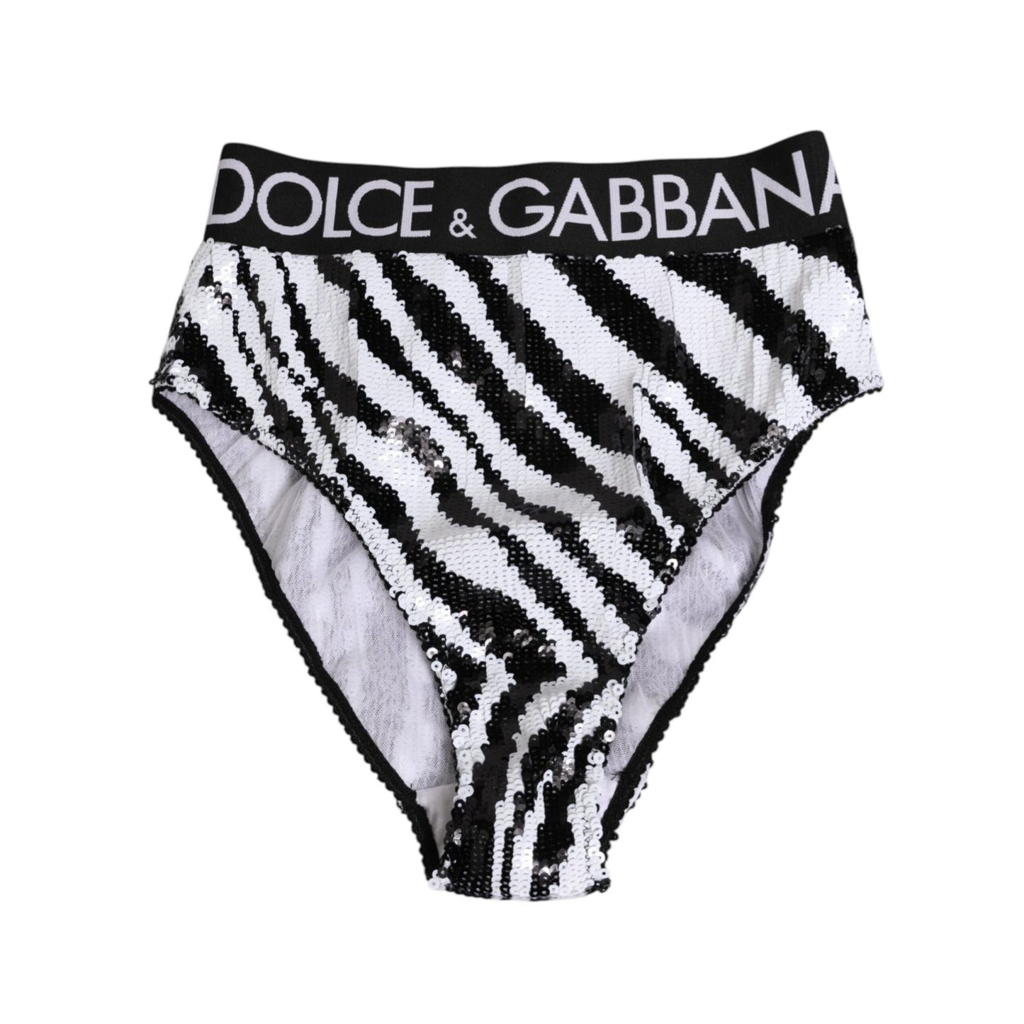 Dolce & Gabbana Black White Stripes High Waist Panty Underwear
