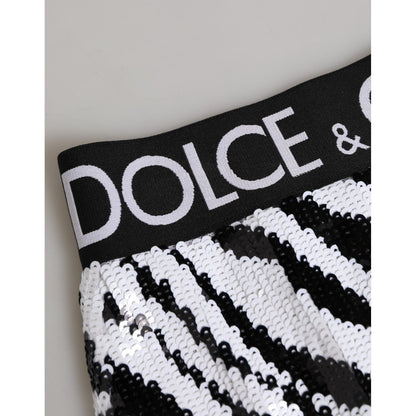 Dolce & Gabbana Black White Stripes High Waist Panty Underwear