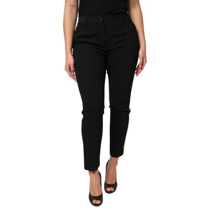 Dolce & Gabbana Black Wool High Waist Tapered Pants