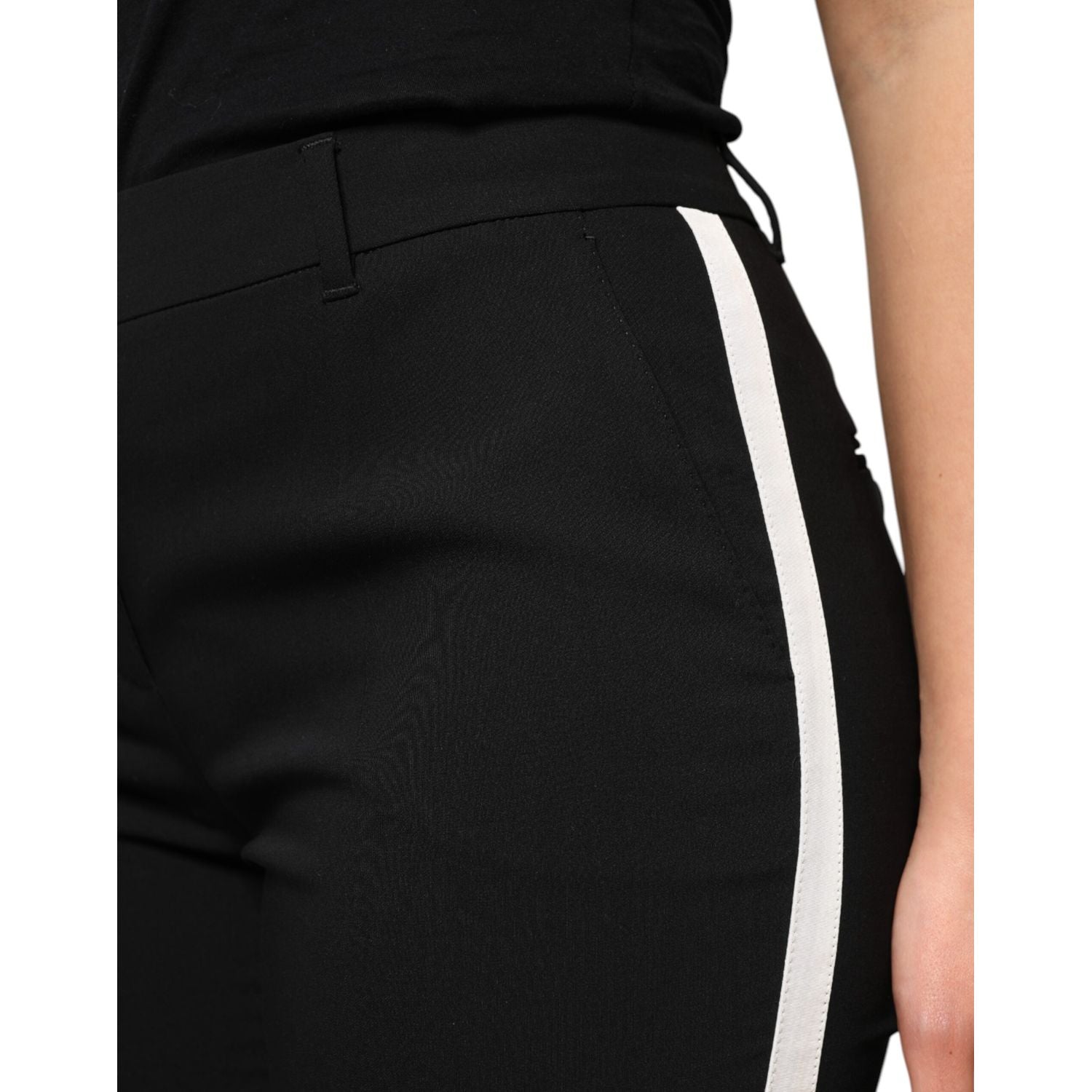 Dolce & Gabbana Black Wool High Waist Tapered Pants