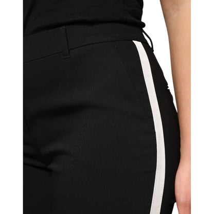 Dolce & Gabbana Black Wool High Waist Tapered Pants