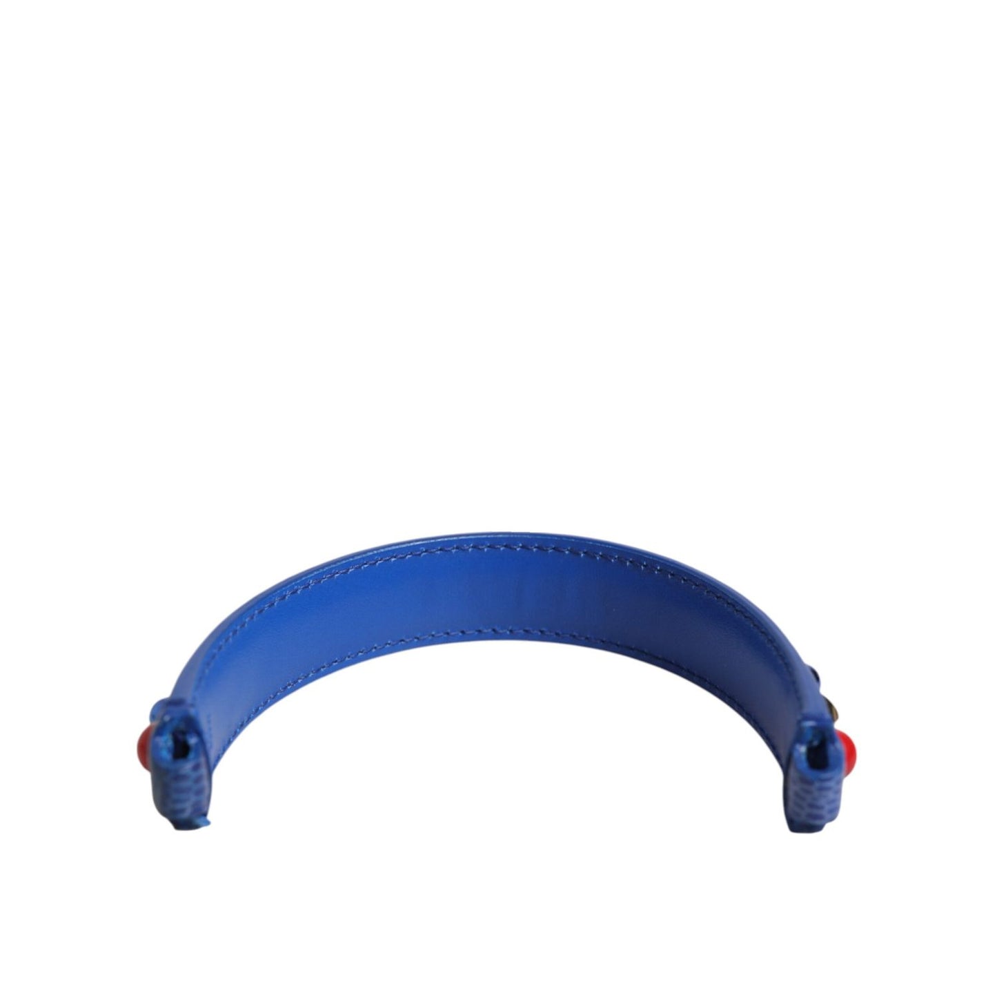 Dolce & Gabbana Blue Embellished Leather Bag Handle Women Shoulder Strap, 100% calf leather, logo details, made in Italy