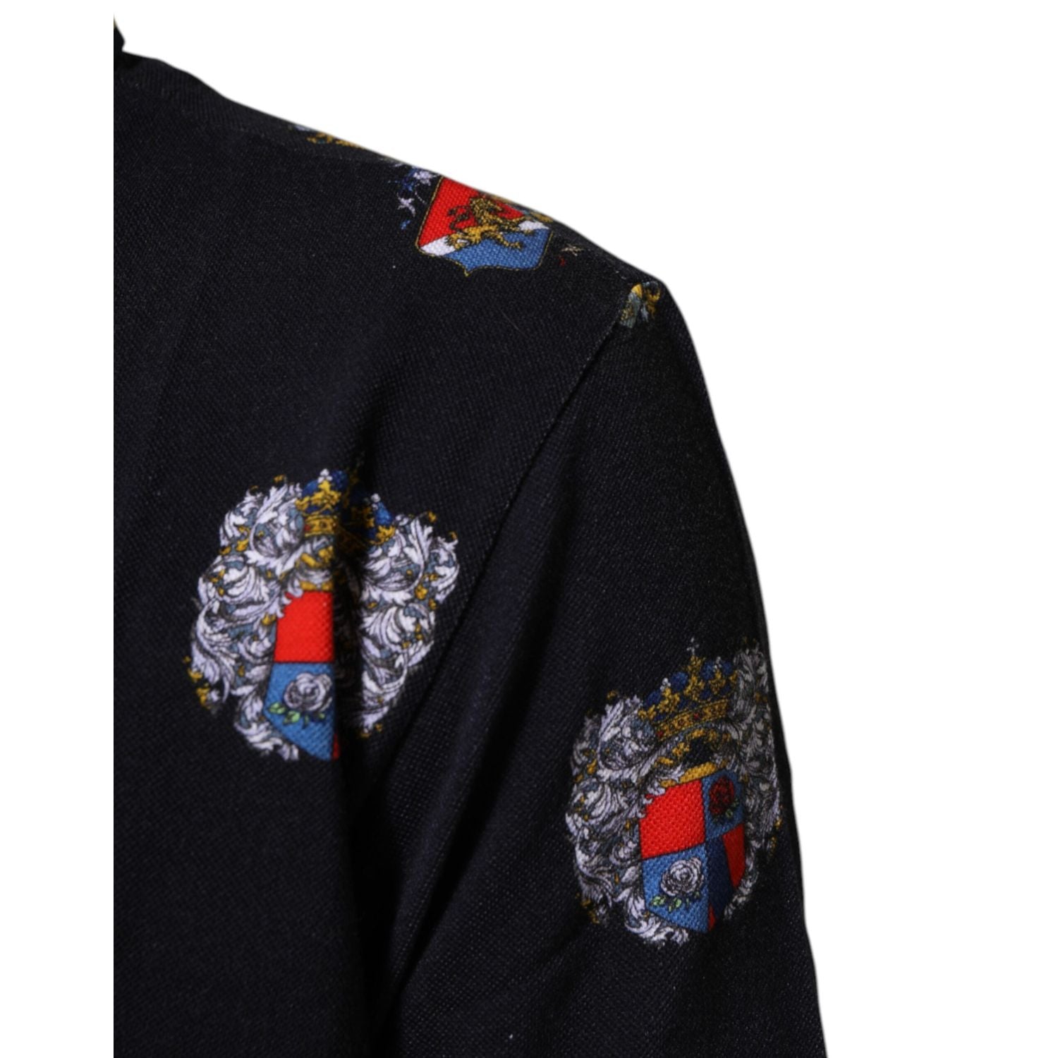 Dolce & Gabbana Blue Heraldic Crest Print Polo Shirt T-shirt