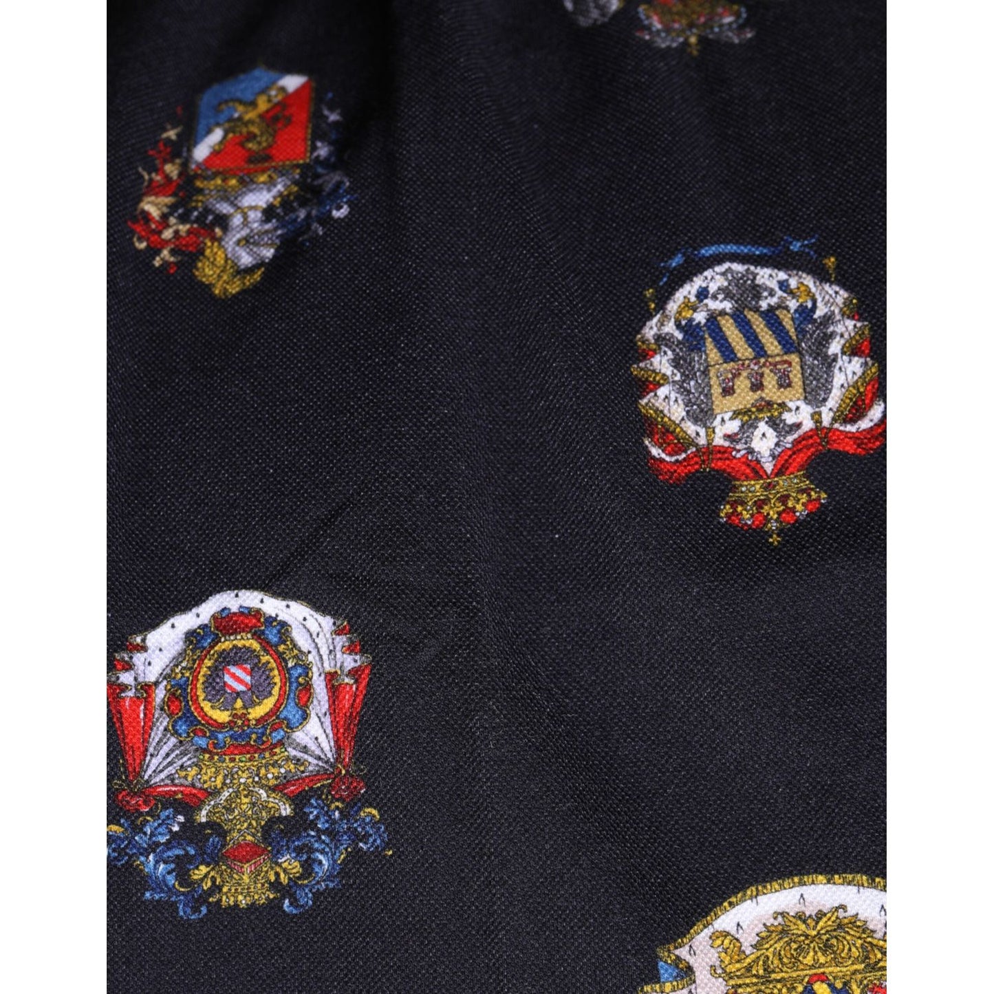 Dolce & Gabbana Blue Heraldic Crest Print Polo Shirt T-shirt