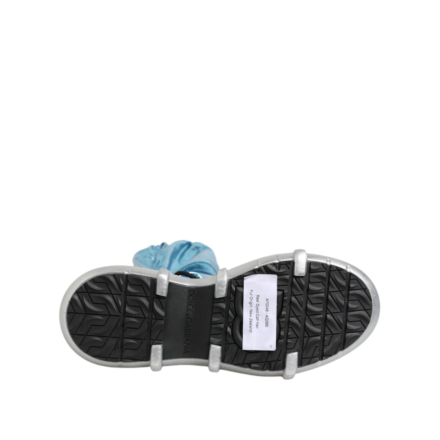 Sole of Dolce & Gabbana Blue Lace Up Over The Knee Socks Men Boots Shoes showing tread pattern.