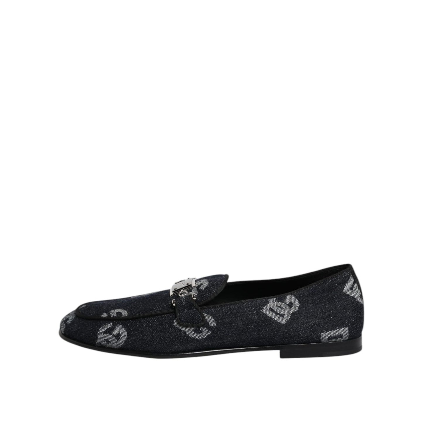Dolce & Gabbana Blue Logo Cotton Loafers Formal Dress Shoes