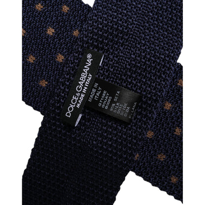 Dolce & Gabbana Blue Polka Dot Silk Adjustable Necktie Tie