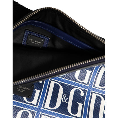 Dolce & Gabbana Blue White Leather D&G Logo Plaque Crossbody Borse Bag