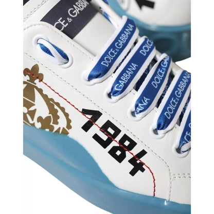 Dolce & Gabbana Blue White Printed Portofino Melt Sneakers